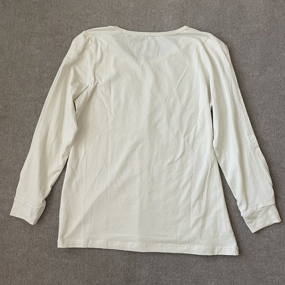 Soft Surroundings Shirt Womens Medium Cream Ecru Twisted Slit Sleeve Top NEW - Picture 9 of 11